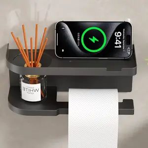 Self-Adhesive Wall-Mounted Toilet Paper Holder, Easy Installation Bathroom Organizer, Modern Bathroom Decor, Suitable for Humid Environments