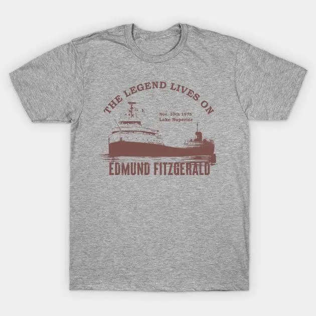 The Edmund Fitzgerald Shipwreck T-Shirt Black 1975 Wisconsin 50th Anniversary