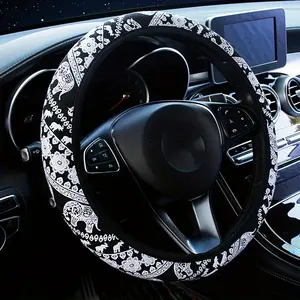 Car Steering Wheel Cover, 15-Inch Car Steering Wheel Protector, Universal Car Interior Decoration Accessories for Women & Men