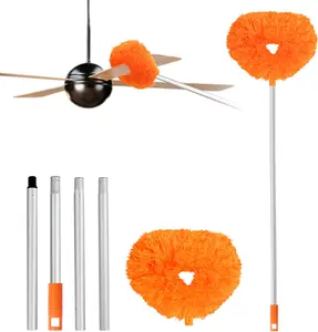 Ceiling Fan & Household Dust Buster, 2026 New Extendable Ceiling Fan Cleaner Duster with Telescopic Pole from 11.8 to 31.49 Inches for Cleaning Ceiling-Fan Blades Door Window Top Furniture (Orange)