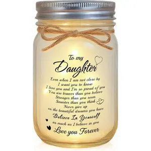 To My Daughter Mason Jar gift Gift From Mom Dad - Inspirational Birthday Graduation Encouragement Gifts