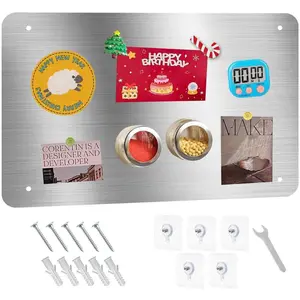 Board 17.5" X 11.7"  Board for Wall Stainless Steel Metal  Board for Wall for  Display Photos Office Supplies Kitchen Stuff Bulletin Board Vision Board( 1 count)