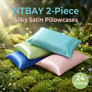[Memorial Day Sale]NTBAY 2-Piece Silky Satin Pillowcases - Frictionless Microfiber Fabric Pillow Covers, Anti-Acne & Hair-Friendly Bed Pillow Cases with Envelope Closure