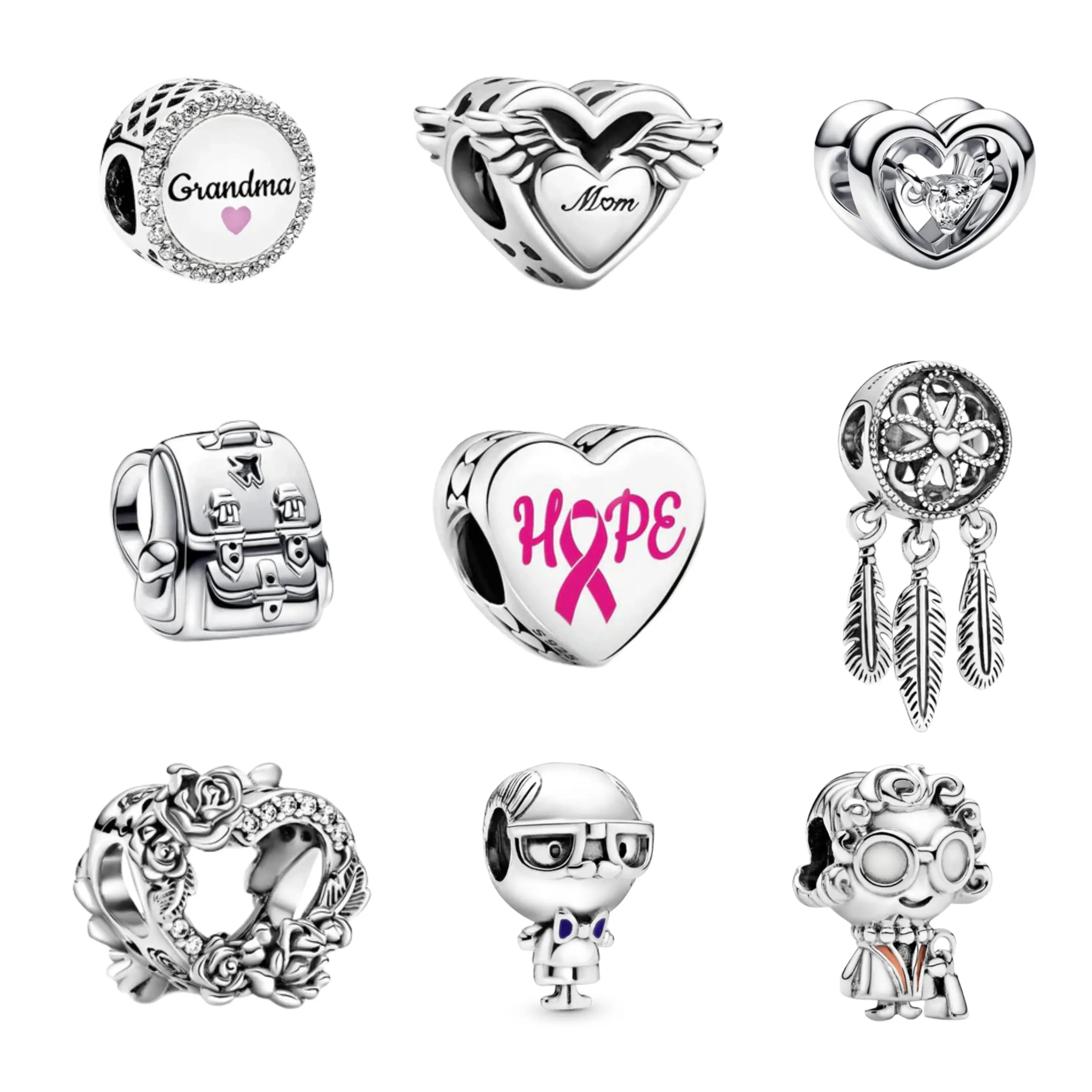 Family Love Charm Beads for Bracelet | Mom, Grandma & Hope Heart Charms | Meaningful Gift Jewelry