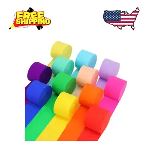 12 Rolls Crepe Paper Streamers, 12 Colors Streamers Party Supplies for Birthday Party Baby