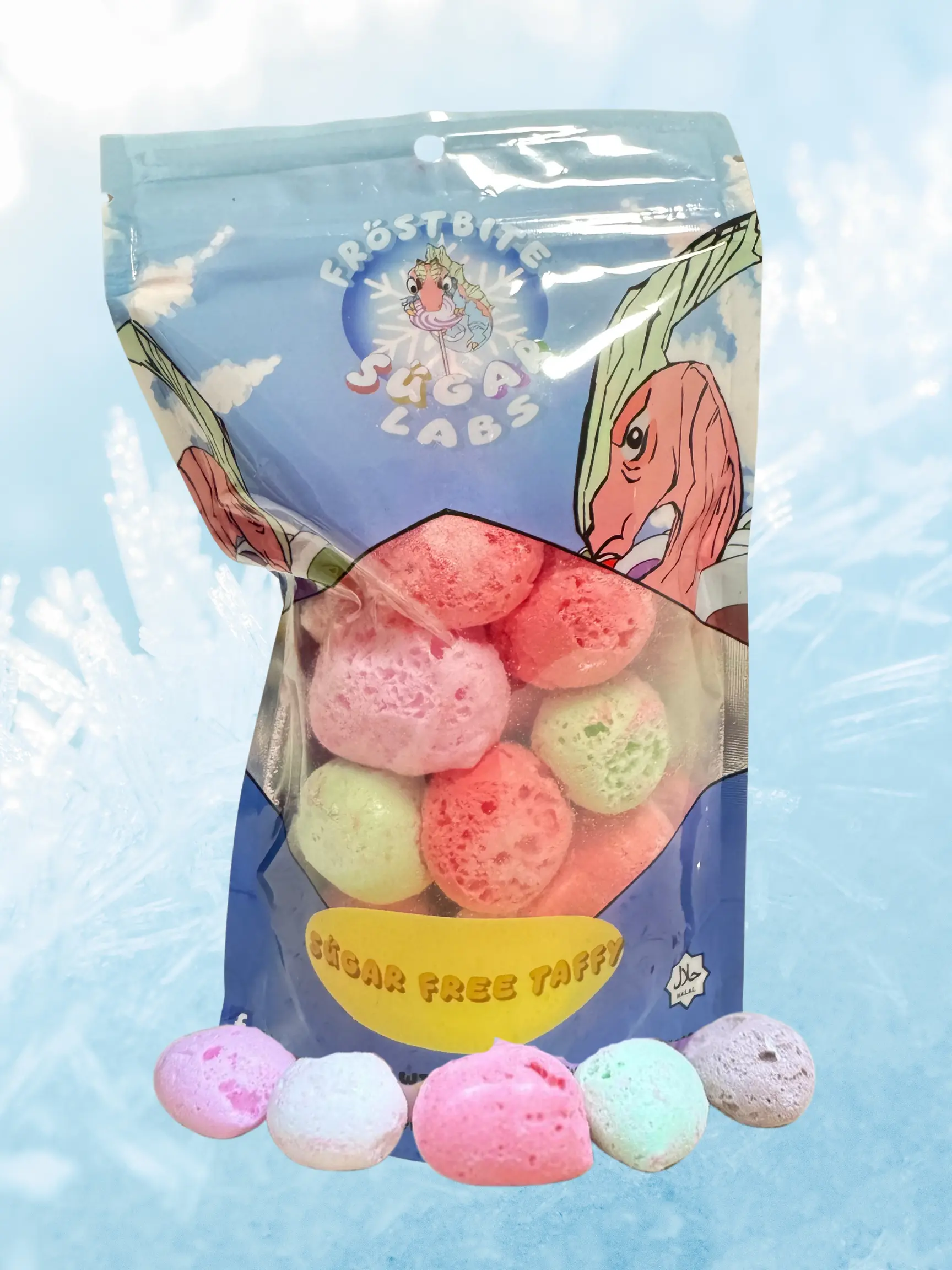 Frostbite Sugar Labs CLE Freeze-Dried Taffy, Tangy Mint Flavor Candy Snack