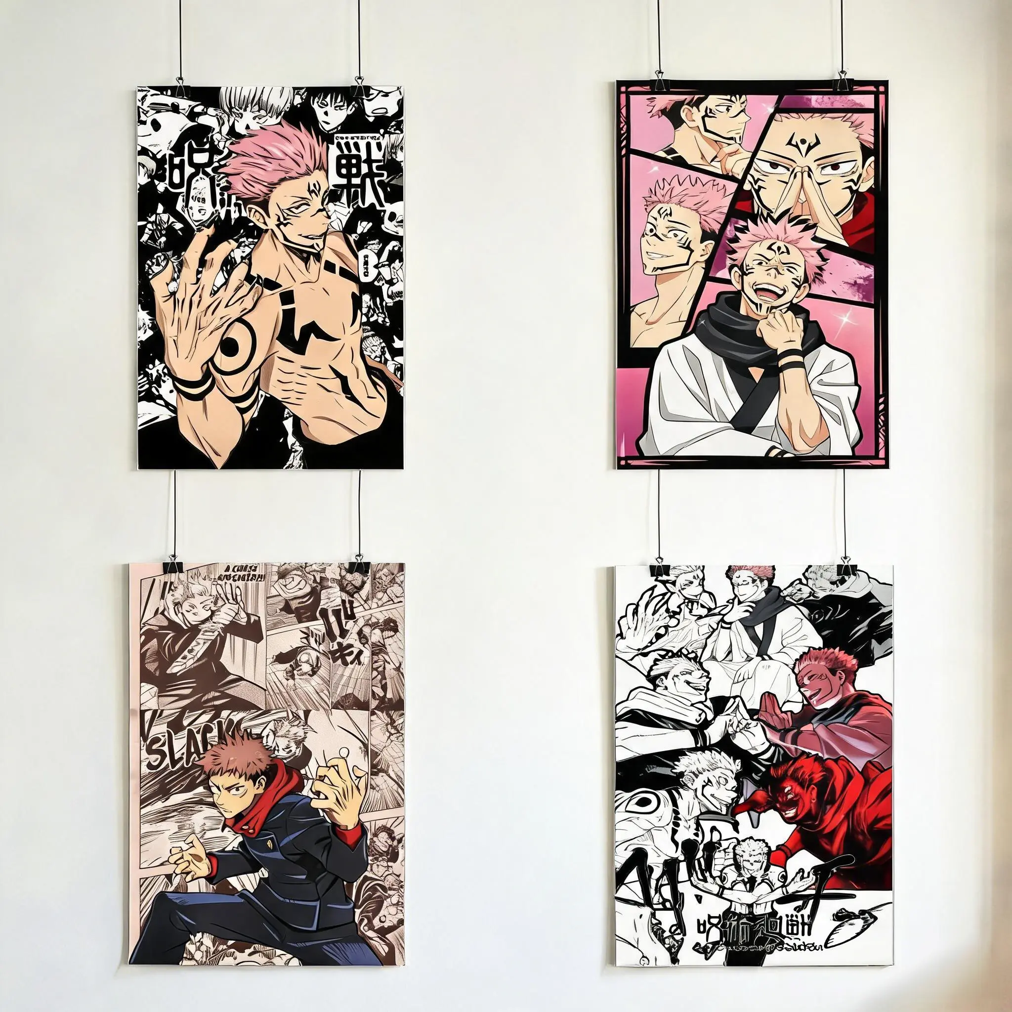 [No Frame] Jujutsu Kaisen Ryomen Sukuna Manga-Style Prints, Multiple Panel Designs, High-Quality Wall Decor for Bedroom, Dorm, Ideal Gift for JJK Fans