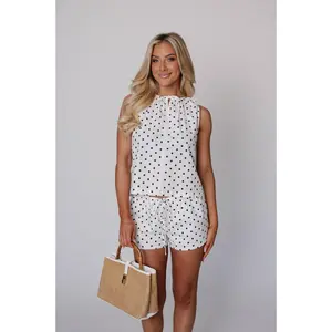 Landon Polka Dot Shorts-White/Black