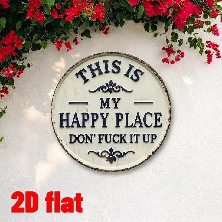 Welcome to My Happy Place Wall Decor Metal Sign | Farmhouse Home Wall Art Plaque | Unique Gift for Mom, Friends & Family | Bedroom, Kitchen, Bar Decor | 12x12 Inch