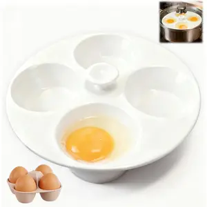 4-Cup Nonstick Ceramic Egg Poacher Pan, Poached Egg Cooker Compatible with Most Pots, Stovetop Cooking, Easy Clean for Perfect Poached Eggs