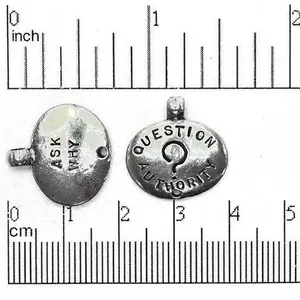 21mm x 17mm Ask Why/Question Authority Charm - Made of Pewter - Sold Individually - CBS1800