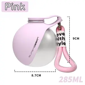 2-In-1 Portable Dog Water Bottle 285ML Stainless Steel&Silicon Leak-Proof Compact Dog outside Travel Water Bottle for Small Dogs NONE