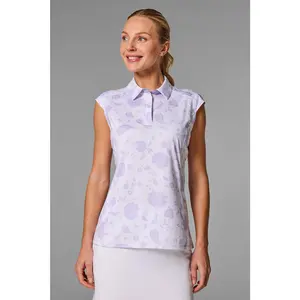 Women's Dew-Sweeper Performance Sleeveless Polo | White Floral Paisley