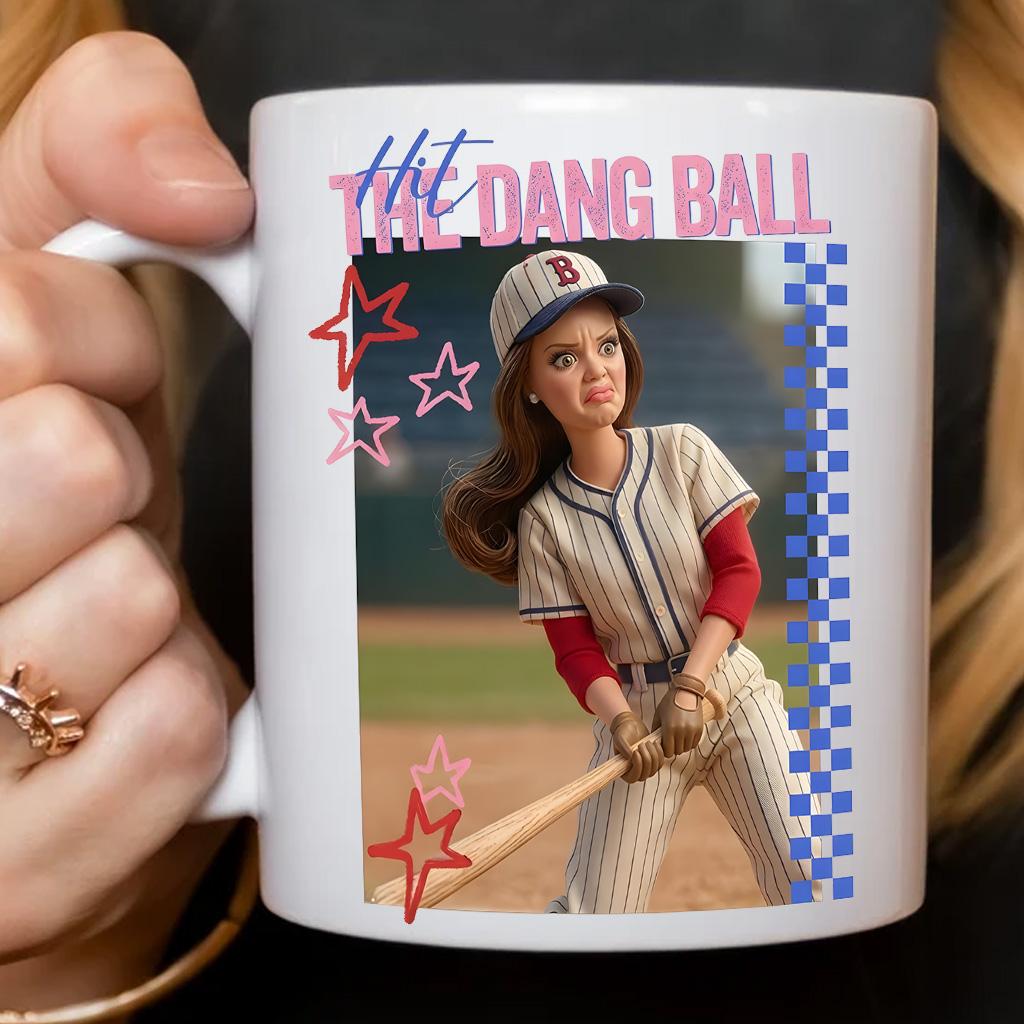 Hit The Dang Ball Baseball Mom Mug, Game Day Softball Cup, Distressed Doll Face Meme Coffee Mug - scs17270 Hit The Dang Ball Baseball Mom Mug, Game Day Softball Cup, Distressed Doll Face Meme Coffee Mug - scs17270