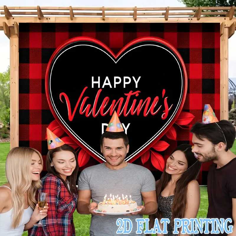 2D Flat Banners-1pc Valentine S Day Heart Red Festival banner multi-functional decoration suitable for festivals, courtyards, studios, homes and garden celebrations- perfect Valentine 's Day gift