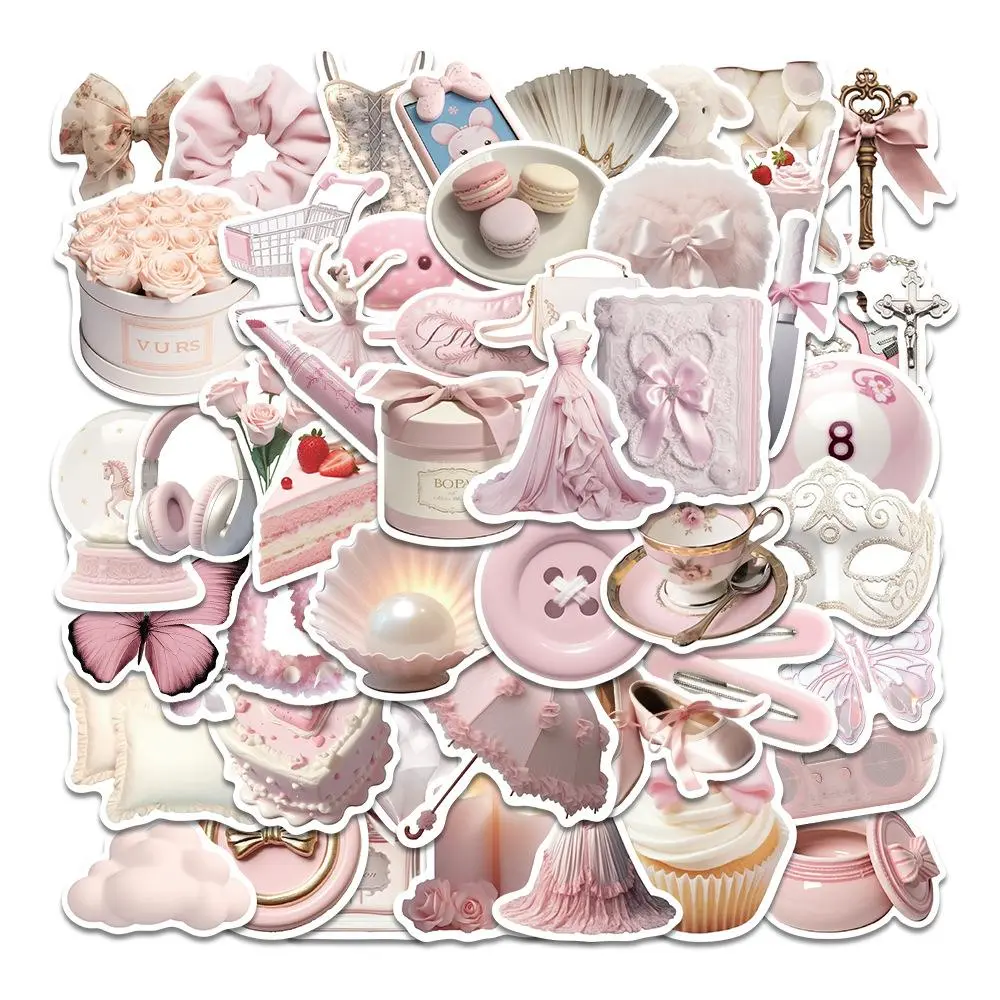 Pink Ballet Girl Pattern Sticker, 50pcs/set Waterproof Self Adhesive Decor Paper, Decor Sticker for Gift Greeting Card Water Bottle Laptop Phone, Ornaments