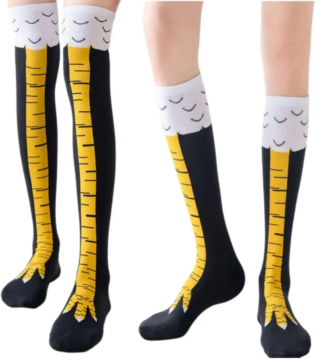 2 Pair Funny Chicken Legs Socks 24 inch Knee & 12 inch Calf Novelty Party Gifts for Women Men Kids Comfortable Durable Polyester Costume Party Cosplay Carnival Daily Wear