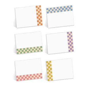 Retro Checkered Sticky Notes / 4" x 3" Repositionable Sticky Note Pads/Six Colorful Designs/Made in The USA