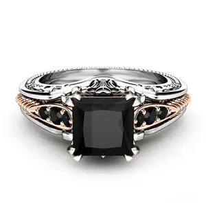 Gradient Black Square Zircon Ring | Full Diamond Micro-Inlay – Dark Gradient, Bright Sparkle – Luxury Unisex Statement Ring