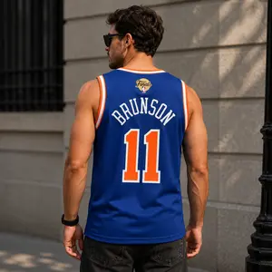 "Brunson Finals Jersey Back Print" New York Fan Mesh Tank Top, Streetwear Sports Jersey for Men