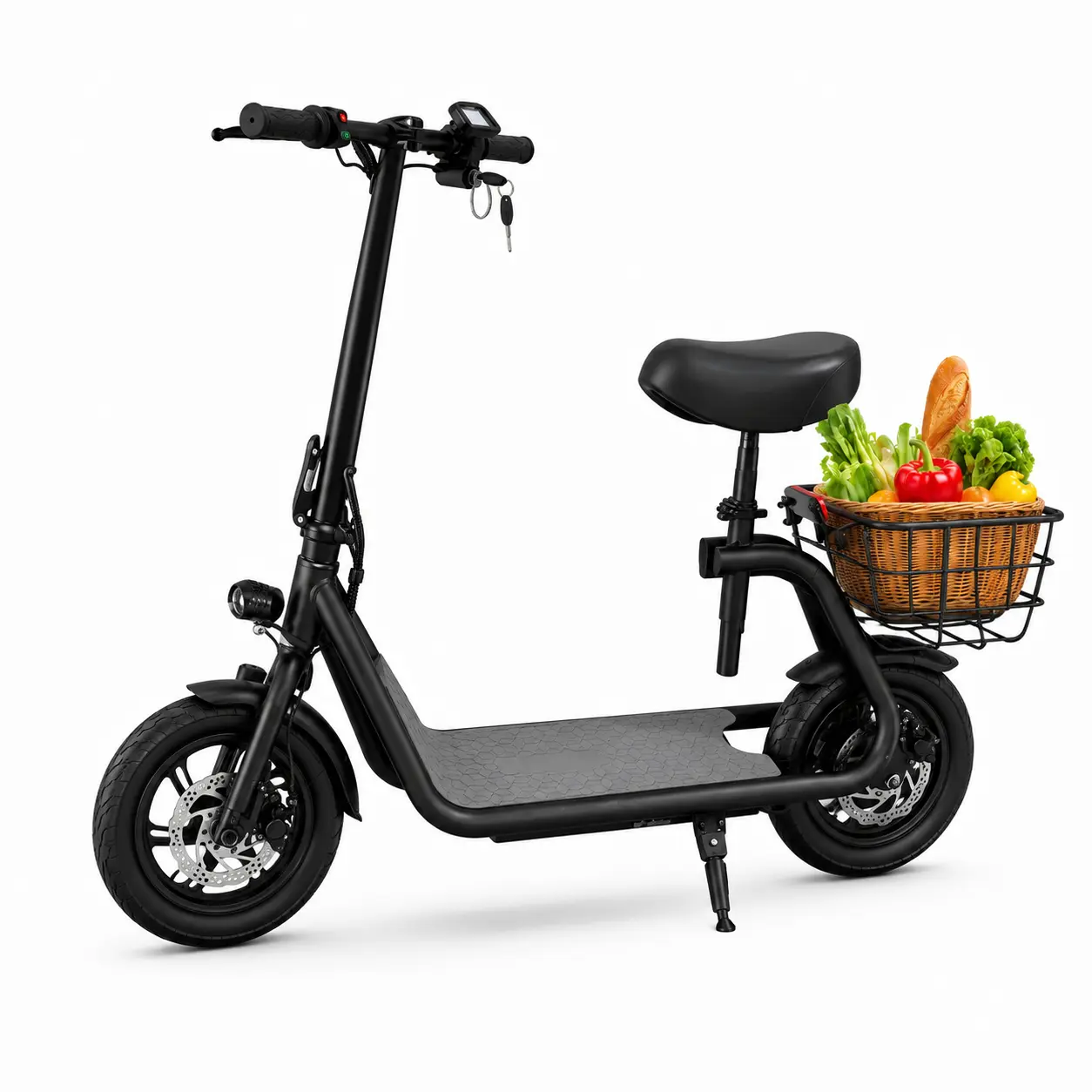 B3 Folding Electric Bike for Adults with Seat, Portable Commuter E Bike with Rear Basket, Compact Electric Scooter for Daily Travel, Urban Riding, Weekend Adventure, Easy Fold Design, Shopping & Outdoor Lifesty