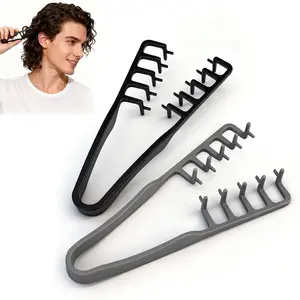 Textured comb, wide-tooth volumizing comb, anti-frizz, creates bouncy roots, hairdresser-grade dual-purpose comb set with wide and fine teeth, made of ABS plastic, textured handle, unisex, suitable for all hair types