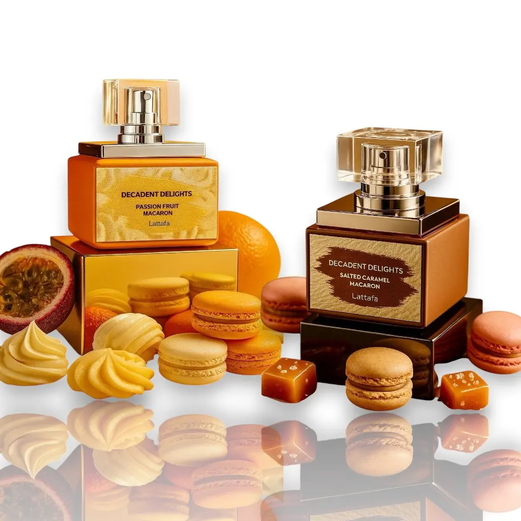 Lattafa Decadent Delights Multi-Pack EDP, 50 ML Unisex Fruity-Tropical Eau De Parfum with Passion Fruit Macaron, Peach, Salted Caramel & Creamy Tonka Bean Notes