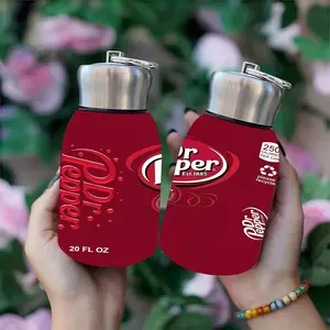 1pc 10.5/12/17/18/20oz Stainless Steel Insulated Mug - Dr Pepper Classic Red Can Design, Retro Soda Style, Suitable for Outdoor, Sports, and Indoor Use. Personalized Birthday/Holiday Gift. Portable Water Bottle Insulated Tumbler