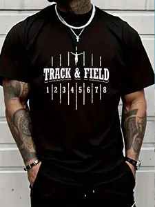 100% Cotton Funny Track And Field Design Runner Numbers T-Shirt Women's Men's Graphic Tee Crew Neck summer vacation Tops