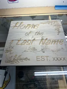 Laser Engraved custom wood sign 20x20 LAST NAME AND EST IN CHECKOUT COMMENTS