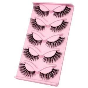 Cat eye one piece set 5 pairs false eyelashes stage makeup thick cat eye style fox eye slanted flying eyelashes