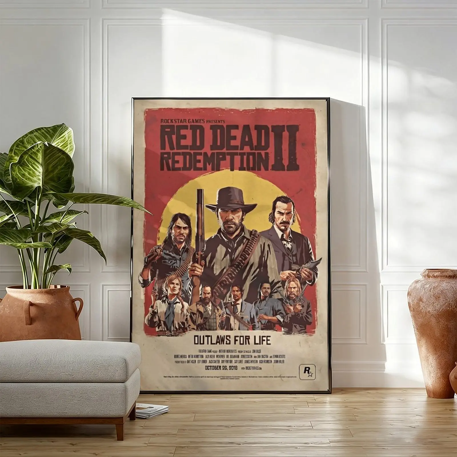 Vintage Wild West Cowboy Wall Poster - Retro Western Art, Wall Decor, Cool Room Decor, Rustic American Frontier Print, Western Movie Vibe Man Cave Statement Piece