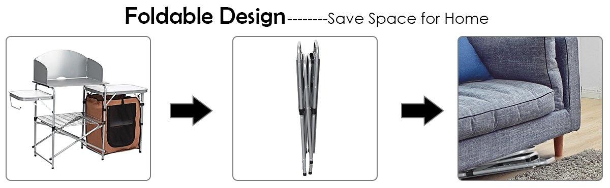 Camping Kitchen Table Quick Set-Up Folding MDF Table with Steel Frame & Aluminum Top Ideal for BBQs Picnics RV Traveling Lightweight 21 lbs
