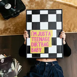 [Sale off up to 50%] [Free ship] [No Frame] Teenage Dirtbag Lyrics Print: Checkerboard Emo Wall Art