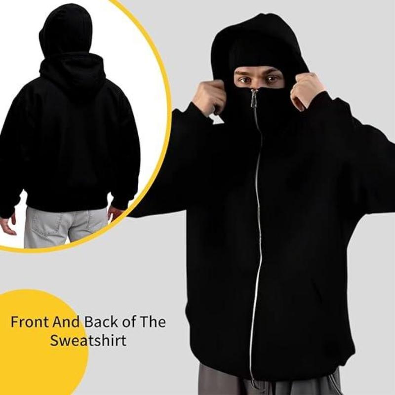 Balaclava Hoodie With Built-In Zip - Men's Athletic Autumn Winter Sweatshirt
