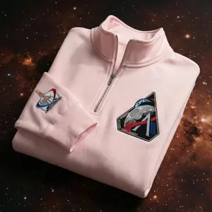 Artemis II Mission Embroidered Quarter Zip, Space Enthusiast Pullover, Astronaut Sweatshirt, NASA 1/4 Zip Sweater, Space Lover Gift