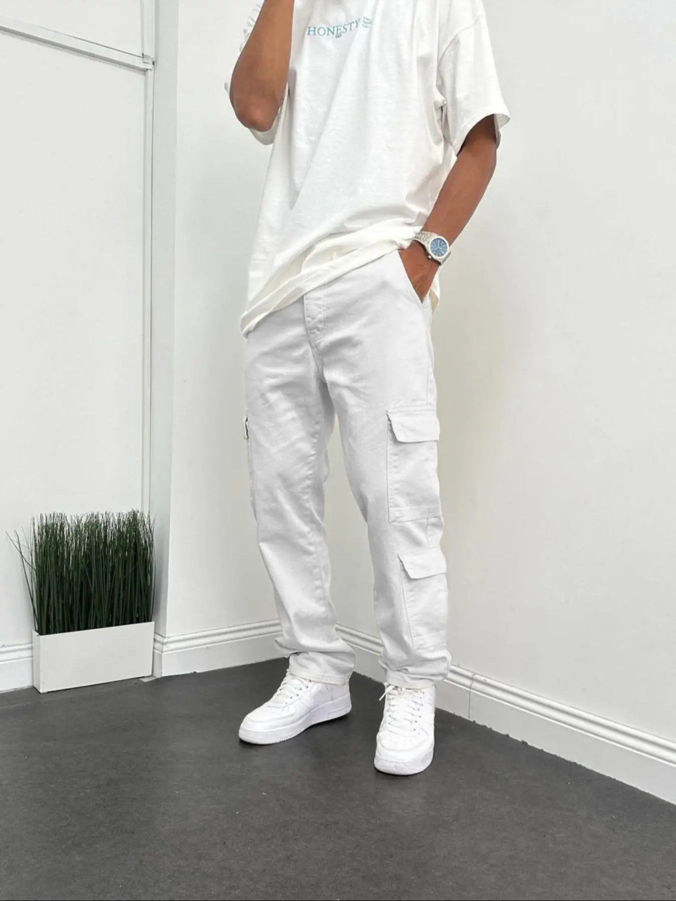 Men's Solid Flap Pocket Cargo Oversized Jeans, Loose Casual Street Fashion Streetwear Denim Pants for Daily Wear, Men's Trousers for All Seasons
