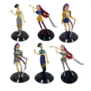 6PCS KPOP Demon Hunters Doll Set With base Figurine Set Anime Model Toys for Home Collections Office Desk Anime Shelf Decor Collectible Series Gift for Boys and Girls