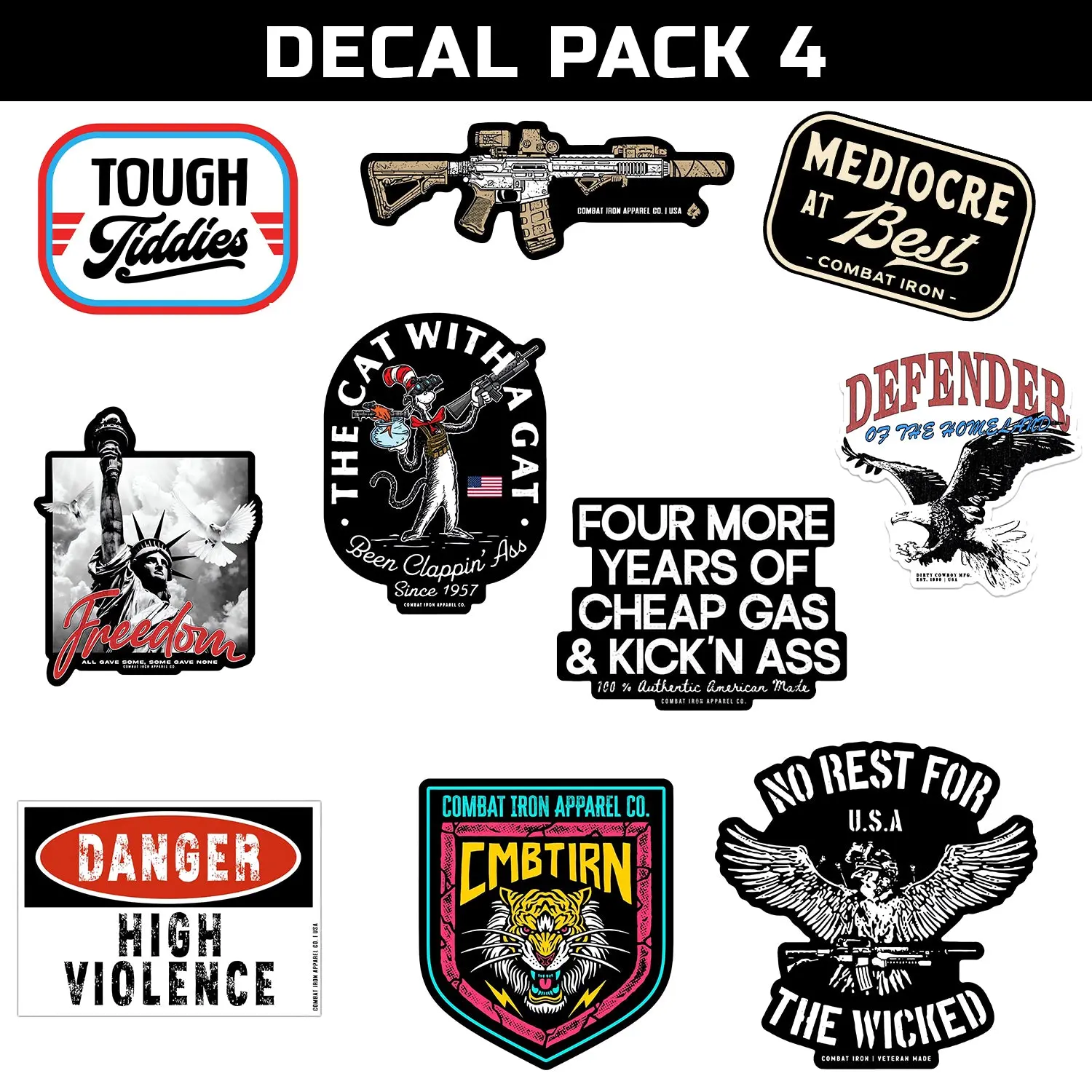 COMBAT IRON Basic V4 Decorative Sticker Pack - Easy-to-Apply Home Decor, Multi-Spot Use, Versatile Placement Options for Home Supplies