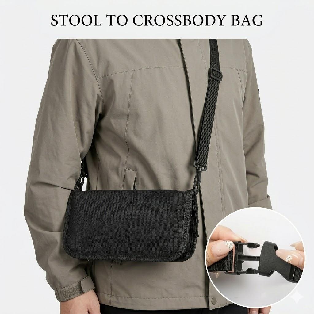 Portable Folding Fishing Stool Mini Camping Chair, Ultralight Compact Stool for Outdoor Hiking, Lightweight Small Seat with Carry Bag, Collapsible Pocket Bench for Travel, Concerts, and Gardening