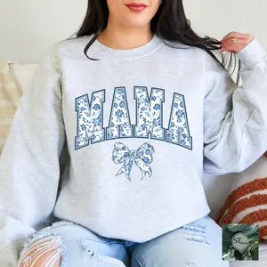 Blue Floral Custom Name Collection Crewneck Sweatshirt & Joggers Set Unisex Fit Fleece Material Comfortable for All Sizes S-5XL
