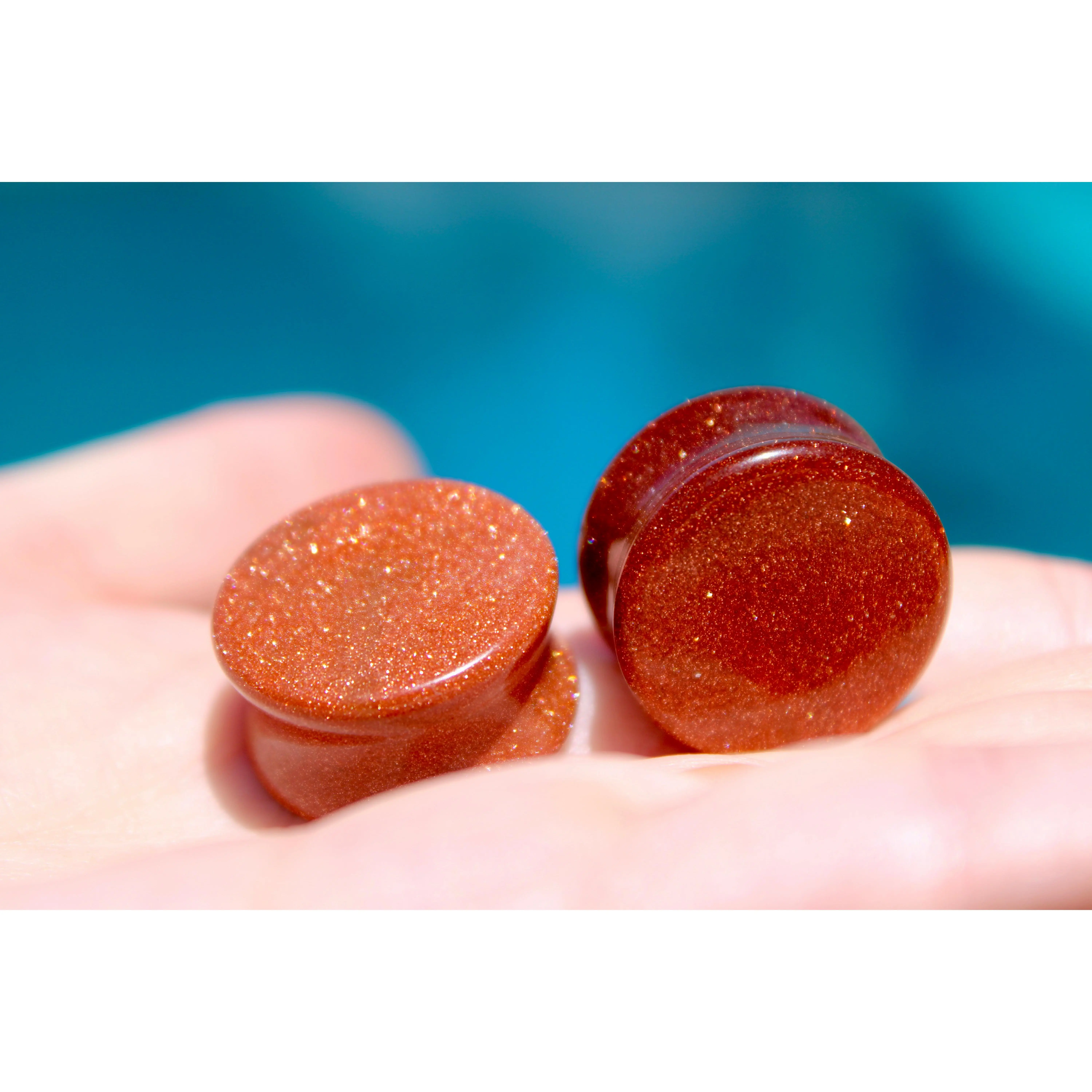Goldstone Double Flare Glass for Gauged Ears