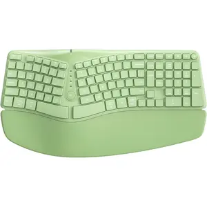 Bow Split  Keyboard  with Cushioned Wrist & Palm Rest,  2.4G//Wired USB-C, Comfortable  Typing, Compatible with Windows//PC/Laptop, Matcha Green