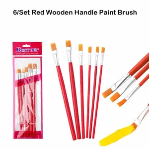 6-Piece Nylon Brush Set with Wooden Handles, Acrylic Paint Brushes for Watercolor Artists, Essential Art Supplies for Creatives