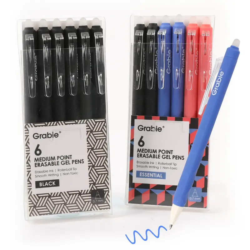 Grabie Medium Point Retractable Erasable Gel Pen Set of 6, Tiktokshopstockup, Tiktokshopmothersday