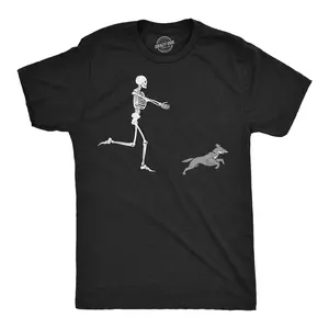 Mens Funny T Shirts Skeleton Chasing Dog Sarcastic Halloween Graphic Novelty Tee for Men Mens Funny T Shirts Cool Vintage Fashion T-Shirt Gift Classic Menswear Halloween Apparel for Men Funny Sarcastic Short Black -