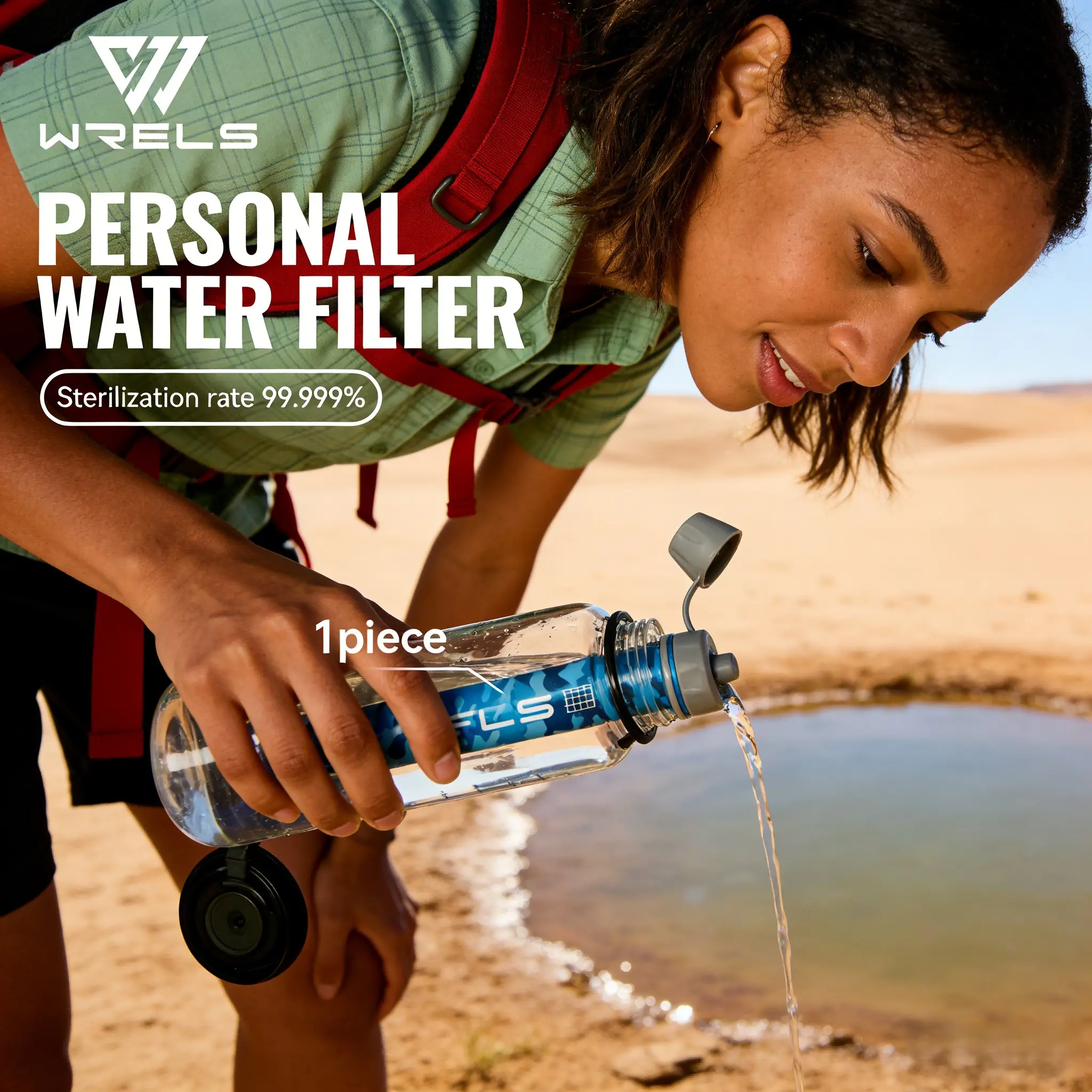Portable Outdoor Water Filter Set, Camouflage Camping Hiking Cycling Water Purifier, Direct Drinkable Filter Kit, Abs Material