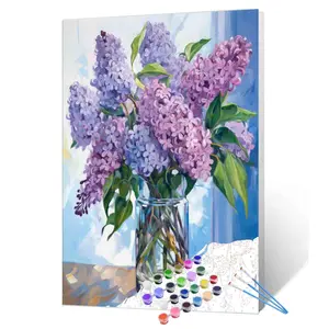 Tucocoo Lilac Paint by Numbers – Relaxing Floral Acrylic DIY Painting Kit, Canvas Art Art Supplies, for Beginners, Wall Decor Gift, 16x20inch (40x50cm)