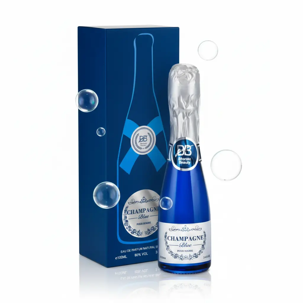 Bharara Champagne Blue Eau de Parfum Natural Spray 100ML 80% Vol for Men Distinctive Fragrance Profile Ideal Everyday Use