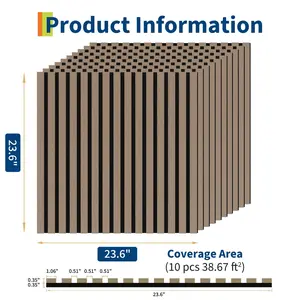 3D Wooden Wall Acoustic Panels, Teak Finish MDF Sound Absorbing Boards, Eco-Friendly Noise Reduction Panels, Easy Install for Home Office Studio, Various Package Sets